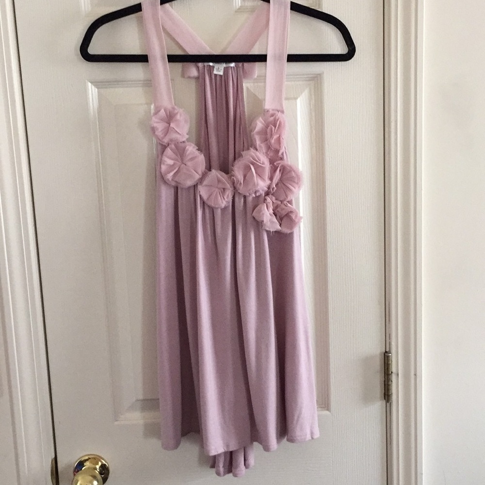EUC Racerback Tank with Flower Neck and Bow Back